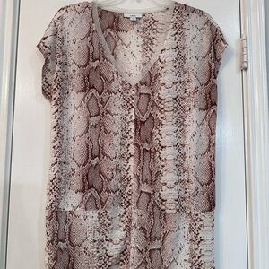 Bar III Snake Print Blouse - Brown and Cream